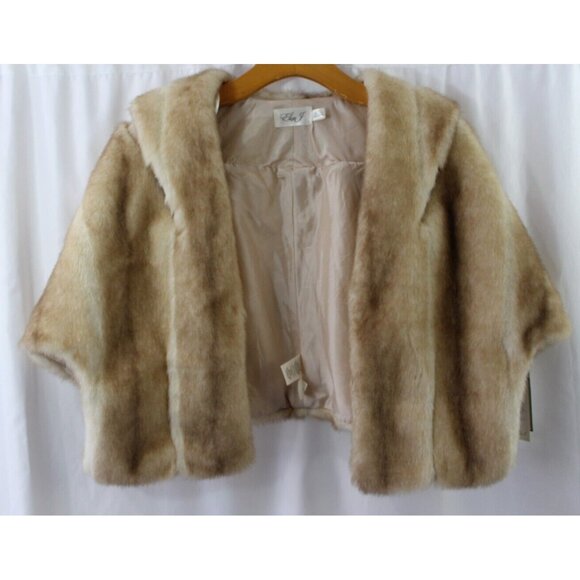 Eliza J Jackets & Blazers - Eliza J Womens Tan Faux Fur Cape S NWT